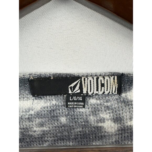 Women’s Volcom Large Gray Long Sleeve Cheetah Print Shirt - Picture 4 of 5
